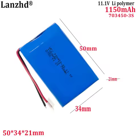 703450-3S 11.1V li Polymer Lithium battery 1150mAh For scanner hand warmer heater battery