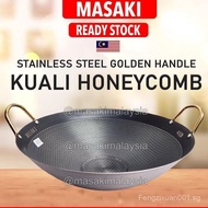 MASAKI 40cm Kuali Honeycomb with Stainless Steel Honeycomb Black Wok Korean Honey Comb Wok Sudip Bes