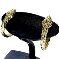 Snake motif hoop earrings with 0.03ct diamonds, K18 gold, 2.0g, women's. [Pre-owned]