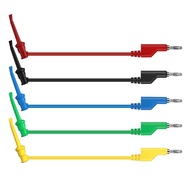5pcs Multi-Meter Test Leads 4mm Stackable Banana Plug to Test Hook Clips Flexible Cable 3.3ft/1m Jum