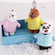 Cute raincoat bears We bare bears Plush key chains Panda Keychains Cartoon Grizzly Ice bear Pendant Stuffed Animals Bear Plush Toys Stuffed Doll