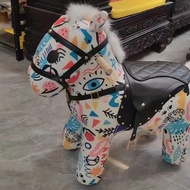 Children's Pony Chair Animal Stool with Wheels Animal Birthday Gift Simulated Pony Stool Animal Chai
