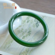 外蒙料手鐲 平替和田玉寬條菠菜綠青白玉鐲子 扁條手鐲 青黃