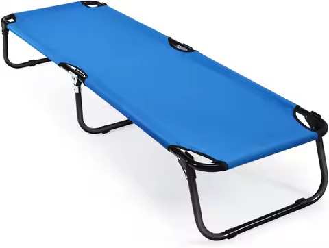 Folding Camping Bed Outdoor Portable Military Cot Sleeping Hiking Travel Blue