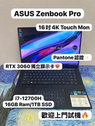 (4K Touch Mon RTX 3060 🔥) Asus Zenbook Pro 16X 4K 60Hz OLED Touch Mon Intel i7-12700H /16GB Ram/1TB 