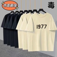 Vintage Tshirt 1977 FOG复线Essential Tshirt 美式1977植绒短袖女高街FG宽松欧美T恤男