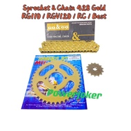 RG Sport/RGV 120/Suzuki Best/RC 80 100 110/RG 110 Sprocket & Chain Gold GO&GO 428 Spocket Spoket Ran