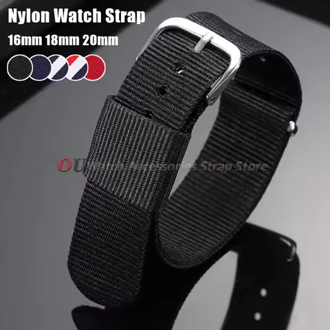 Nylon Watch Strap 16mm 18mm 20mm for Seiko Nylon Watch Band Soft Sport Military Casual One Piece Loo