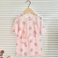 【LF】Kids 3/4 Sleeve Pajamas Set Cotton 90-160cm T-shirt+Cropped Pants Loungewear Set for Spring Summ