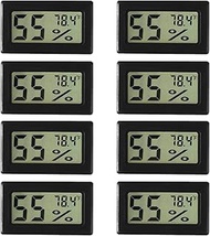 AEDIKO 8pcs Mini Small Digital Electronic Temperature Humidity Meters Gauge Indoor Thermometer Hygrometer LCD Display Fahrenheit (℉) for Greenhouse Garden Cellar Fridge Home Closet