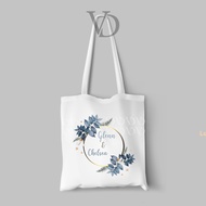 CUSTOM NAMA / TOTE BAG LINE BAHAN KANVAS MOTIF nama / SOUVENIR WEDDING / korean TOTE BAG / hadiah w