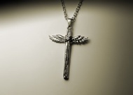 翅膀木紋十字架項鍊