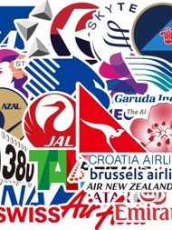 |· · · 55 Sheets Airline Company Logo Stickers Laptop Skateboard Guitar Waterproof Street Wear Lugga