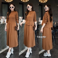 Free Size-Before Pressing To Buy Ask The Seller First-Airport Look Set 2-Piece Knitted Dress Winter 