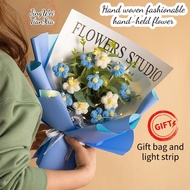 Hand Knitted Wool Bouquet Puff Flower Birthday Gift for Girlfriend Gift for Girlfriend Valentine's D