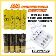 Battery Bateri AA Rechargeable 700mAh NI-CD 1000mAh NI-MH USB Charger