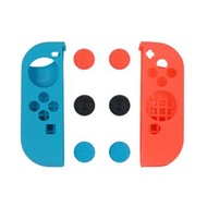 任天堂Nintendo Switch/Switch OLED藍紅色矽膠套 NS Joy Con左右手柄保護矽膠套送 三對搖杆帽 掌機保護套