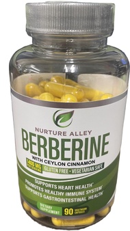 Nurture Alley Berberine Complex - Berberine HCL 1200mg Plus Organic Ceylon Cinnamon 200mg - 90 Capsu