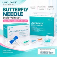 UNIGLOVES BUTTERFLY Scalp Vein Needles Set Box of 100pcs (Full box) 21G 23G 25G Sterile
