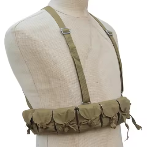GENUINE ORIGINAL Made in 1960s CHINESE Mosin Nagant TYPE 53 Chest Rig Ammo Pouch Bandolier CANVAS PO
