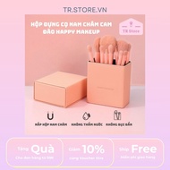 [Không cọ] Hộp đựng cọ cao cấp nắp nam châm Happy Makeup chống bụi màu cam đào