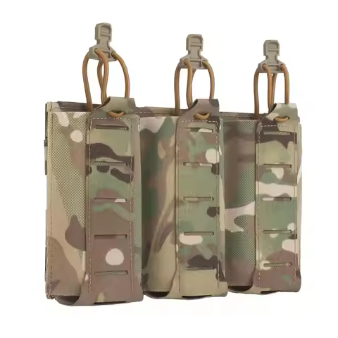 Tactical Plate Carrier Front Flap Triple 556 762 Magazine Pouch Lightweight Elastic Open-Top Mag Bag