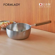 【日本FORMLADY】小泉誠 ambai日製木柄18-8不鏽鋼三層底雪平鍋-18cm