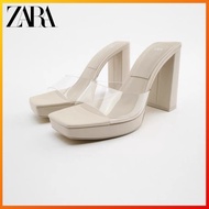 ZARA spring new women's shoes beige high-heeled transparent fashion sandals 1327910 098