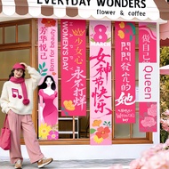 ✅ Scene layout ✅ Goddess Day Women's Day Hanging cloth Background wall in stock Shopping malls ♕Marc
