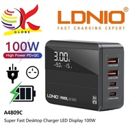 LDNIO A4808Q ( 65W )/ A4809C ( 100W )  LED DISPLAY DESKTOP CHARGER PD SUPER FAST CHARGING DESKTOP AD