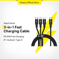 Baseus 3 in 1 USB Type C Cable PD 20W Fast Charging Data Cable Type-C to C+L+C for i13 12 Pro Max Mi