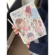 [Good Luck] Cartoon Graffiti Girl Suitable for iPad air7 Tablet Air6 Protective Case Magnetic Buckle