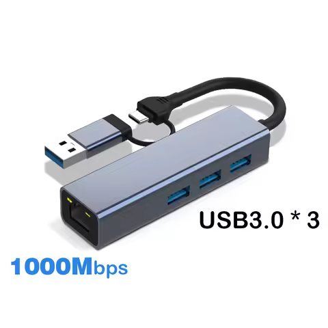 USB C HUB Type C Splitter USB Hub With USB3.0 1000Mbps RJ45 Ethernet Adapter 100Mbps USB2.0 Docking 