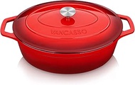vancasso Round Dutch Ovens,9.3 QT Oval Enameled Coating Cast Iron Dutch Oven Pot for Baking, Red