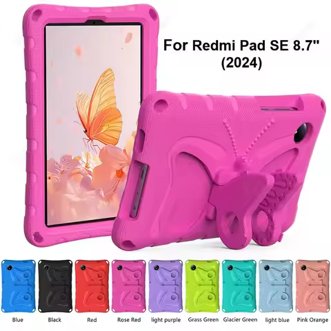 Kids Butterfly Safe Heavy Duty Case for Xiaomi Redmi Pad SE 8.7Inch 4G Case 2024 Sturdy ShockProof T
