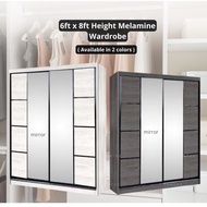 ALMARI BAJU / 2 Doors Sliding Door Wardrobe 8ft Height with Mirror
