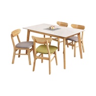 [特價]Homelike 瑪妮岩板餐桌椅組(一桌四椅)一桌-二綠二灰椅