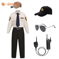 Police Uniform For Kids Boy Policeman Costume Cap Sunglasses Walkie Talkie Set For Boys Halloween Carnival Party Party Dress Up Gifts