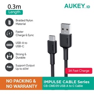 Kabel Charger Aukey CB-CMD39 USB A to C 30 cm NO PACKING NO Diskon