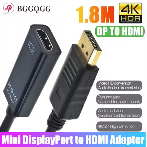 4K DP To HDMI-compatible Converter Cable DisplayPort Display Port To HDMI Video Audio Adapter Cable 