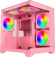 Apevia Prism-PK Prism Micro-ATX Gaming PC Cube Case w/ 5X 120mm ARGB Fans, 366 RGB Modes, Dual Tempe