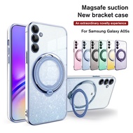For Samsung Galaxy A05s Sparkling Powder Magnetic Bracket Phone Case Electroplated TPu Samsung Galaxy A05s Samsung Galaxy A05SamsungA05 A 05 STransparent Anti Drop Protective Case