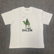 เสื้อยืดคอกลมแขนสั้นสไตล์ย้อนยุคสไตล์อเมริกัน Salem X Bladee Silkroad ทรงหลวม ผ้าฝ้าย สำหรับผู้ชาย เ