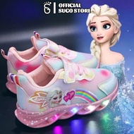 SUGO Elsa shoes for kids girl Casual LED Light Up Sneakers Snow Princess Shoes