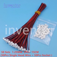 50 Sets 2Pin Single End Micro JST Pitch 1.25mm 15cm 28AWG Wire To Board Connector