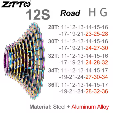 ZTTO Road Bike HG Cassette 11s 12s 11-28/30/32/34/36T Ultralight Rainbow Sprocket Gravel K7 11/12 Sp