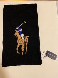 POLO RALPH LAUREN 黑色經典彩馬圍巾