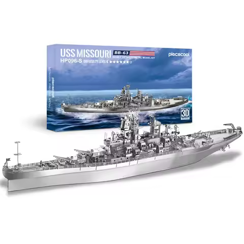 Piececool 3D Model Kits Metal Puzzle 3D USS Missouri(BB-63) Battleship Metal Model Puzzles for Adult