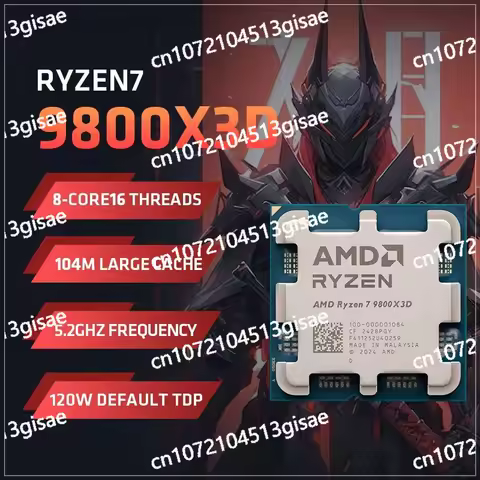 7 9800X3D Gaming CPU 5.2GHz 8-Core 16-Thread 104M Game Cache Socket AM5 4NM without Package for PC G