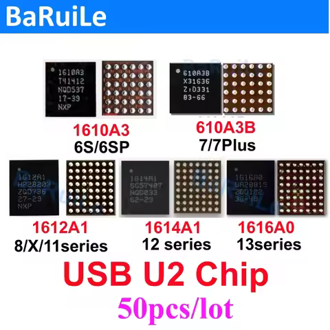50pcs charging U2 IC 1610A1 1610A2 1610A3 610A3B 1612A1 1614A1 1616A0 for iphone 6S 7 8 Plus X 12 13